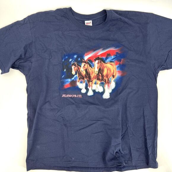 Vintage Seaworld Anheuser Busch Clydesdale Horse T Shirt 2XL - Picture 3 of 9